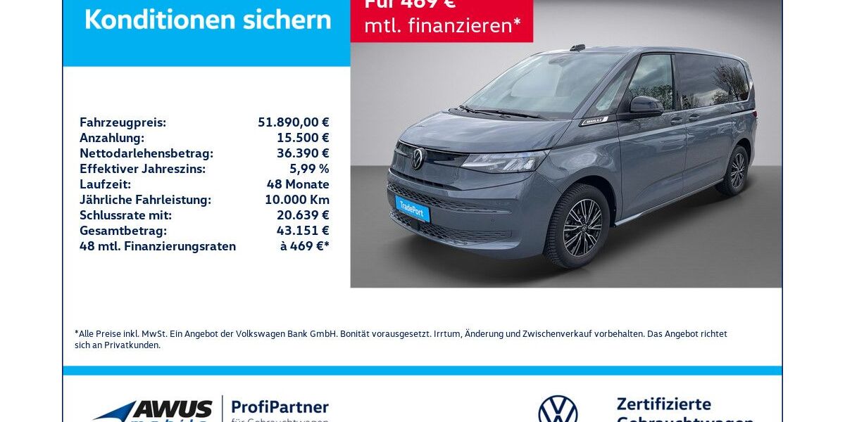 VW T7 Multivan 32.000 km 51.890 &euro; Schwerin 19057
