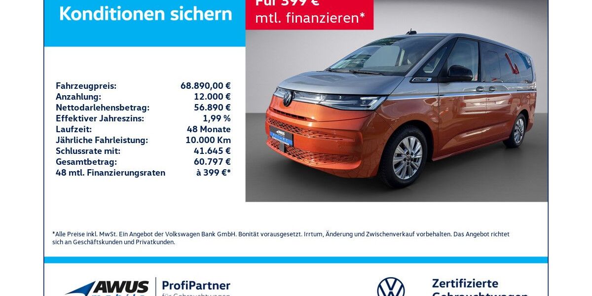 VW T7 Multivan 14.170 km 68.890 &euro; Wismar 23970